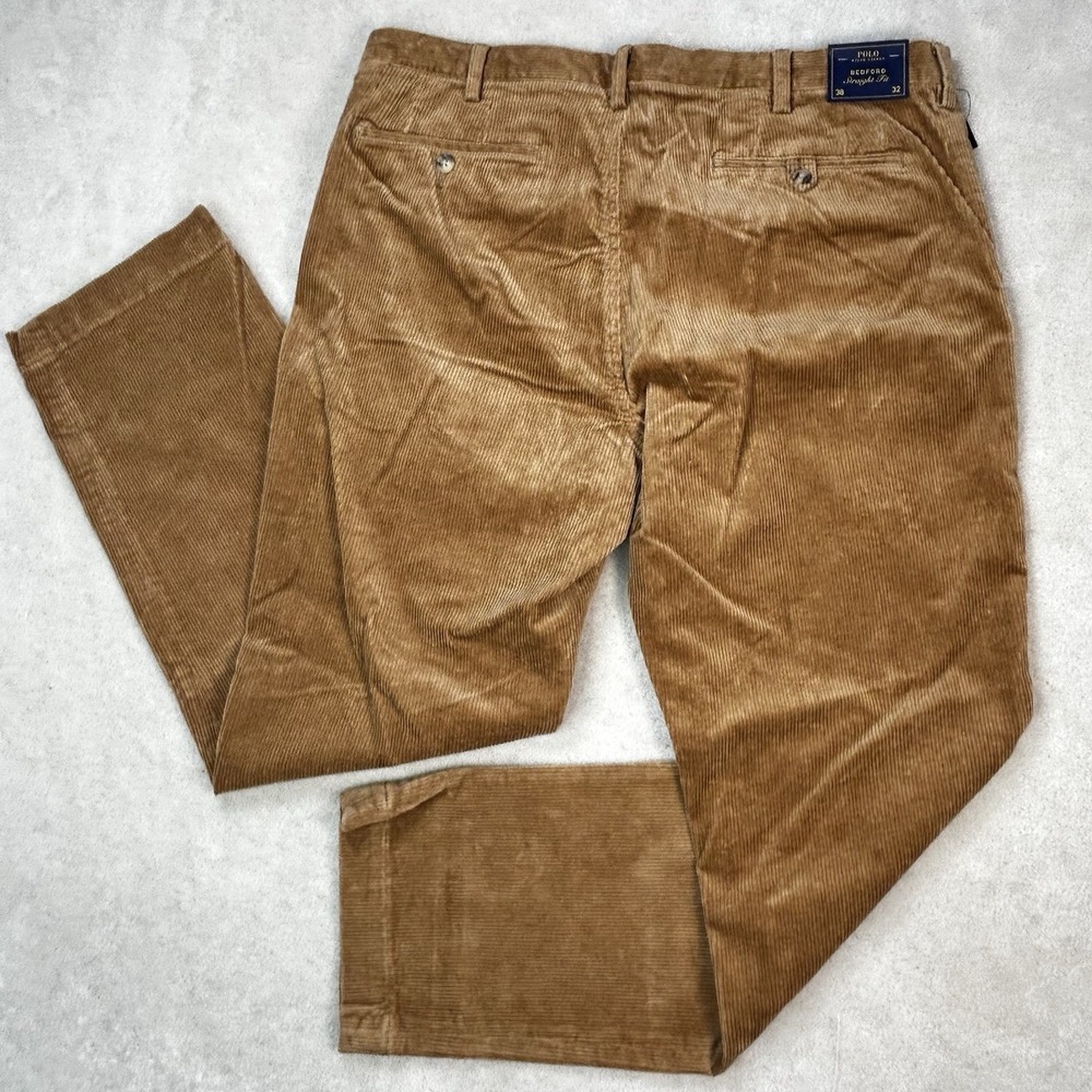 Polo Ralph Lauren Pants Men 38x32 Bedford Straight Fit Heavy Corduroy Brown Gold - Picture 2 of 10